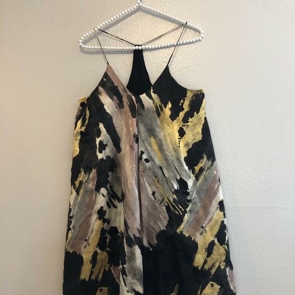 SALE! Amour Vert Water Color Racer Back Silk Dress XS - Picture 1 of 5